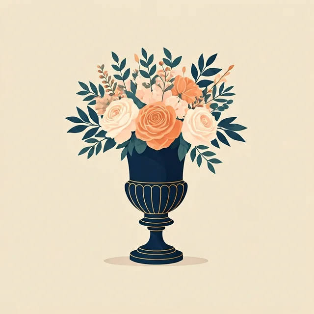Goldern Urn wirh Flowers rental